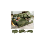81" LED L-Shaped Sectional Couch, Sleeper Sofa Bed for Living Room, Green