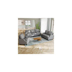 Couch And Loveseat Sets:3 Seater Couch,2 Seater Couch & Accent Chair,Modern Style 6 Seater Sectional Sofa.Adopts skin-friendly fabric for Living Room,Office,or Apartment.(Curved Handrail+Gray)