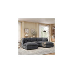 98" Modular Sectional Sofa with Movable Storage Ottoman, U-Shaped Cloud Couch with Fold-Down Backrest Table, Charing Ports, Cup Holders, Chenille Deep Seat Sectional Couches for Living Room, Gray