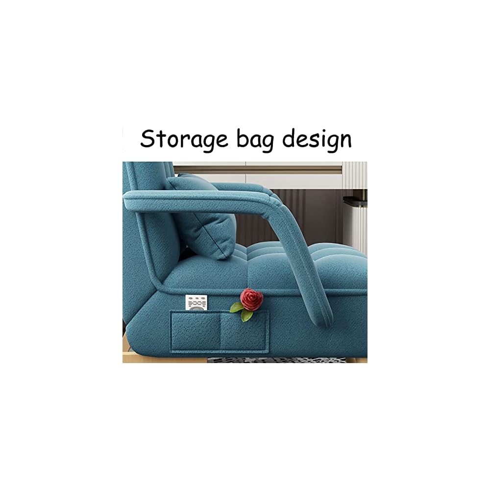Accent Chair Living Room Chair Recliner Chair Contemporary Lounge Sofa Chair Lazy Chair Extra-Thick Upholstered Seat with Armrests Side Pocket PU Leather (Blue)