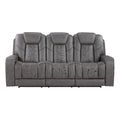 Daniel Triple Power Leather Theater Sofa in Gray