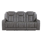 Daniel Triple Power Leather Theater Sofa in Gray