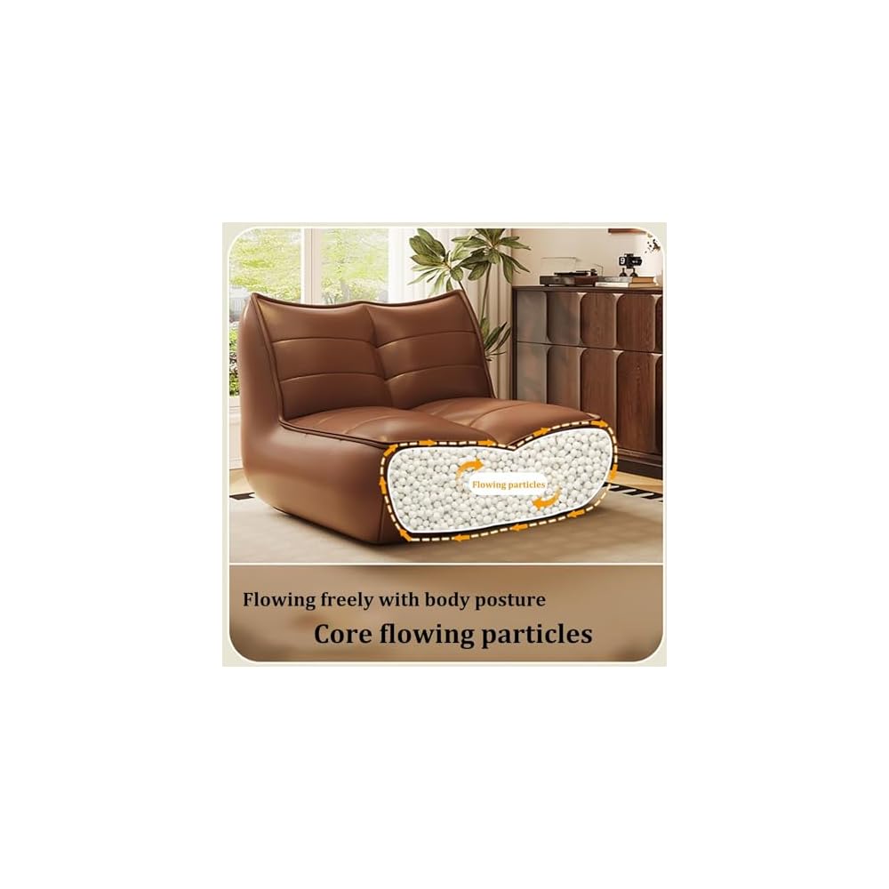 PU Lounge Chair American Luxury Home Furnishings Lying Down Sleeping Leisure Retro Caterpillar Lazy Sofa 110° Ergonomic Floor Recliner Single Seat Beanbag for Living Room Bedroom （with Footstool）
