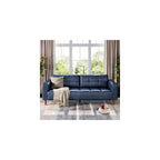 83” Blue Faux Leather Couch, 3 Seater Sofa Couches