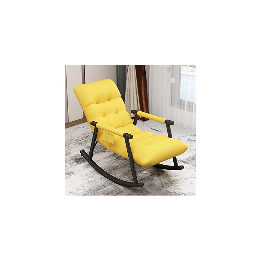 Rocking Chair Nordic Home Single Recliner Casual Lounger Living Room Deckchair Bedroom Balcony Rocking Chair Sofa Lazy Chair (Color : Yellow)
