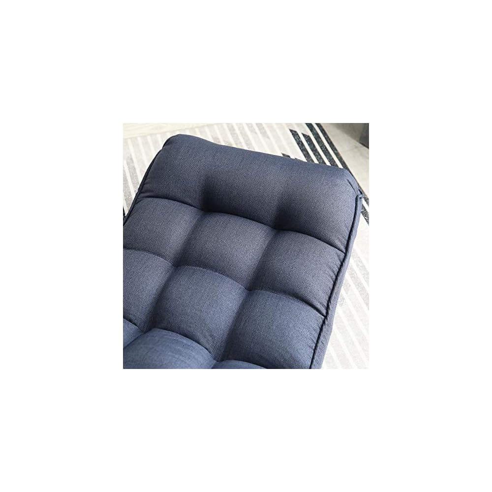 Single sofa reclining chair Japanese chair lazy sofa tatami balcony reclining chair leisure sofa adjustable Floor Couch Sofa 4-segment Adjustable Back for living room, bedroom, dormitory (Navy)