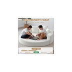 67" Convertible Sleeper Sofa Bed Upholstered Round, White Boneless Folding Sofa Bed Couch for Living Room Oversized Round Reading Chair for Bedroom Apartment