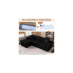 103" Boneless Couch, L Shaped Modular Sectional Sofa with Deep Seat, Cloud Foam Couch with Oversized Chaise Lounge, No Assembly Required Plush Corduroy Living Room Furniture, Black