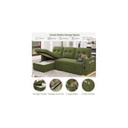 81" LED L-Shaped Sectional Couch, Sleeper Sofa Bed for Living Room, Green