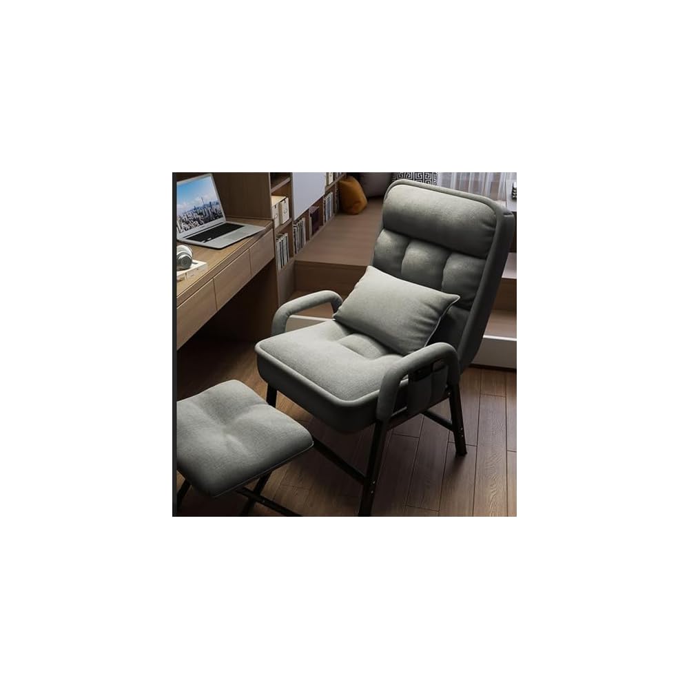 Modern Adjustable Backrest Loun Chair with Metal e – Comfortable Armchair with Footrest and Side kets for Living Room and Bedroom
