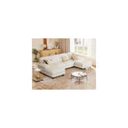Sectional Couches for Living Room, U Shaped Couch with Chenille Fabric, 4 Seat Modern Sofa with Removable Pillows for Apartment and Small Space (Fabric, White)
