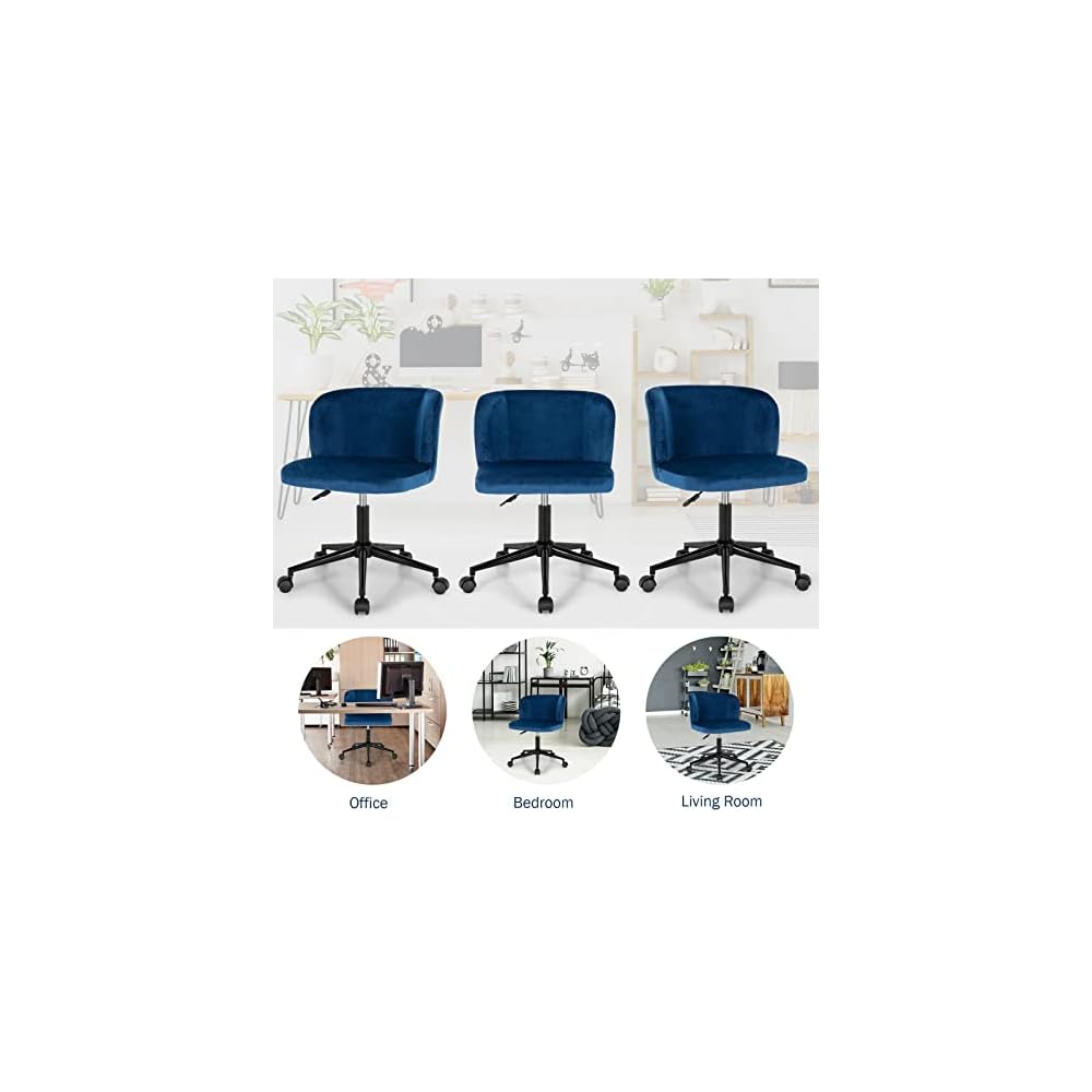 Velvet Home Office Leisure Vanity Chair Armless Adjustable Swivel