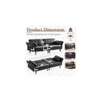 83" Faux Leather Futon Sofa Bed,Convertible 3-Seater Leather Couch(Black)