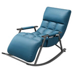 Mid Century Modern Rocking Chair - Upholstered Recliner with Padded Seat for Living Room, Bedroom & Lounge - Stylish Blue Swinging Chair
