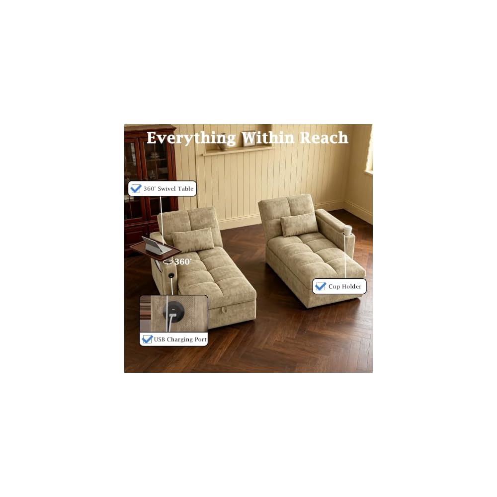 66.33'' Sleeper Sofa Bed Full Size, 3in1 Convertible Couch for RVs, Taupe
