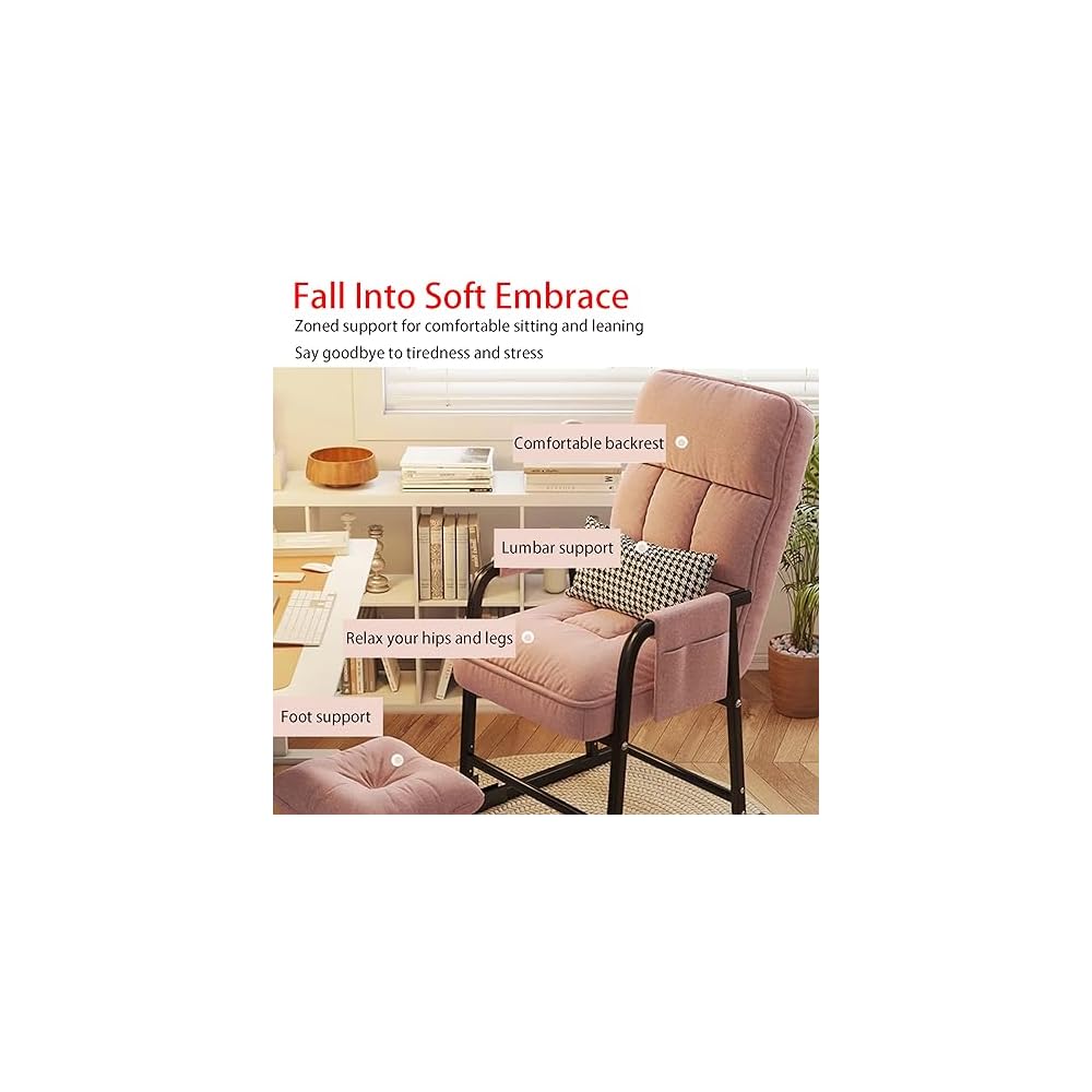 Modern Reclining Armchair with Footrest and Pouf Stylish Space Saving Chair for Bedroom Living Room Dorm Patio – Comfortable & Versatile Seating Solution