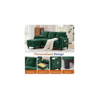 2 PCS Sectional Sofa Set, Convertible Sofa and Accent Chair, Small 3 Seat L Shaped Couch with Storage Ottoman and Side Pockets, Modern Couch for Living Room, Office, Apartment, Green