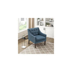 Living Room Accent Chair, Textured Fabric Upholstered Arm Chair with Button Tufted Back, Sloped Arms and Wooden Legs, Dark Gray