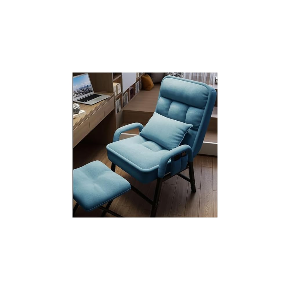 Modern Adjustable Backrest Loun Chair with Metal e – Comfortable Armchair with Footrest and Side kets for Living Room and Bedroom