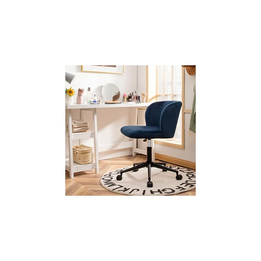 Velvet Home Office Leisure Vanity Chair Armless Adjustable Swivel