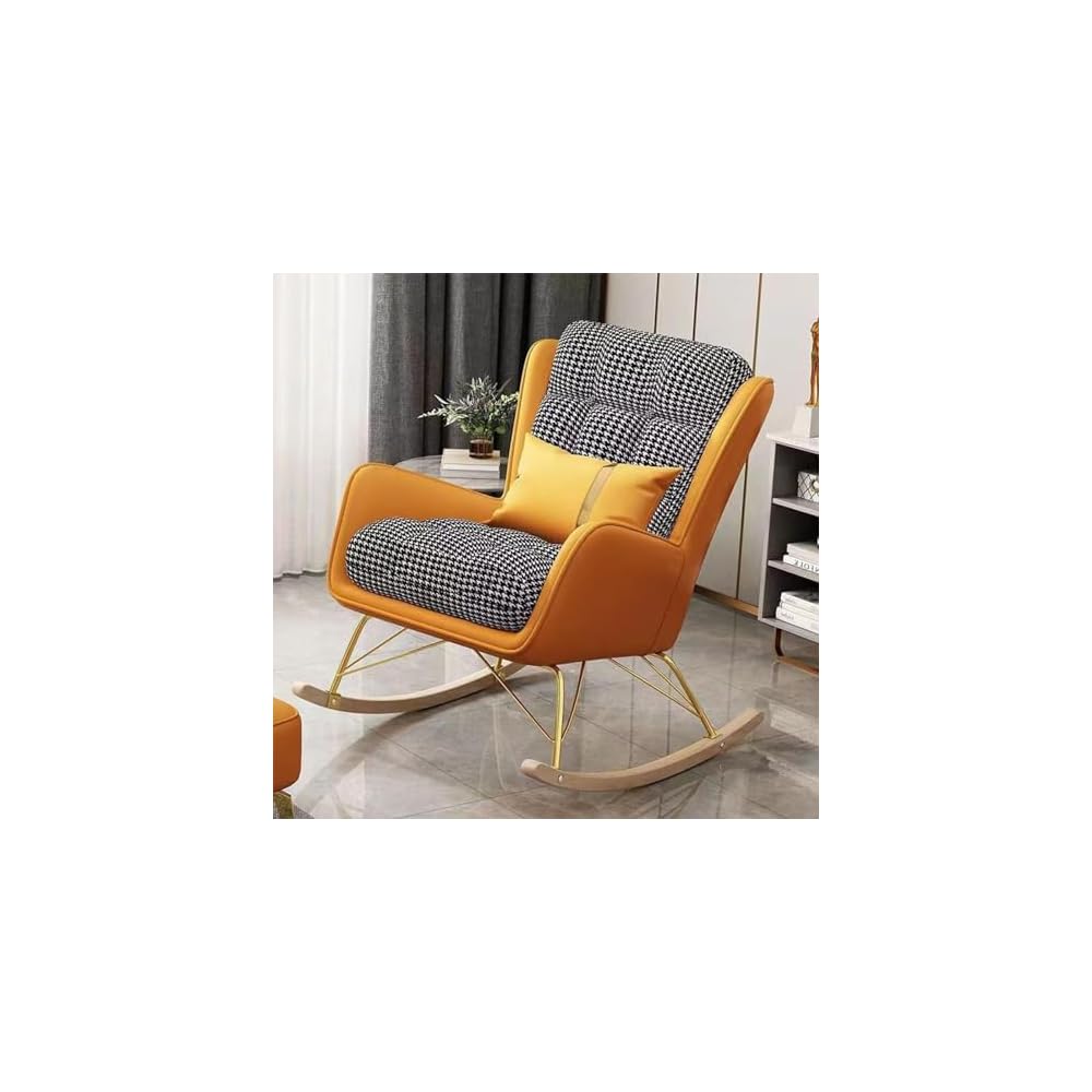 Modern Upholstered Rocking Chair with High Backrest & Armrests - Stylish Glider Chair for Living Room & Bedroom, Comfortable Green Rocking Armchair