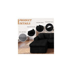 103" Boneless Couch, L Shaped Modular Sectional Sofa with Deep Seat, Cloud Foam Couch with Oversized Chaise Lounge, No Assembly Required Plush Corduroy Living Room Furniture, Black