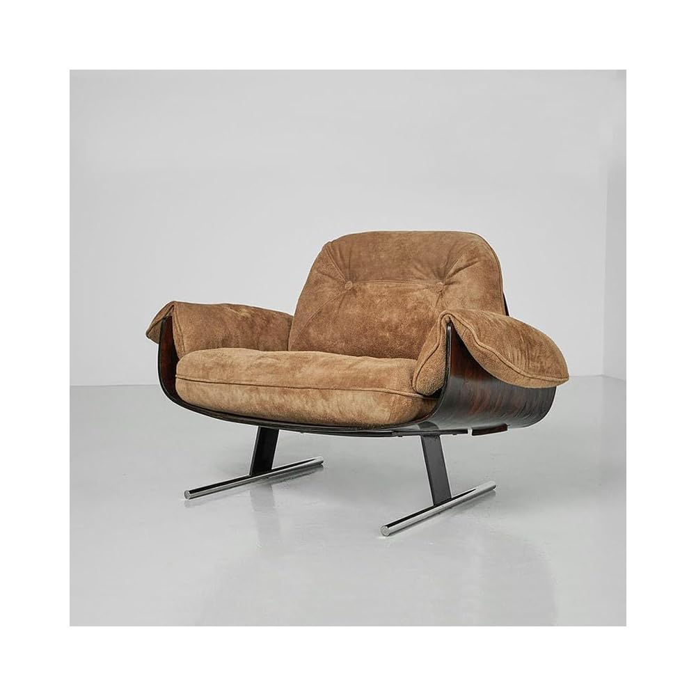 Modern Minimalist Upholstered Armchair, Wooden Frame Lounge Chair with Soft Cushion Seating for Living Room, Bedroom, Study (Dark Gray)