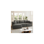 108.4" Sectional Couches for Living Room, Cloud Boneless Sofa with Oversized Chaise, Modular L-Shape Couch, Deep Seat Comfy Corduroy Fluffy Upholstered, No Assembly Required(Dark Grey)