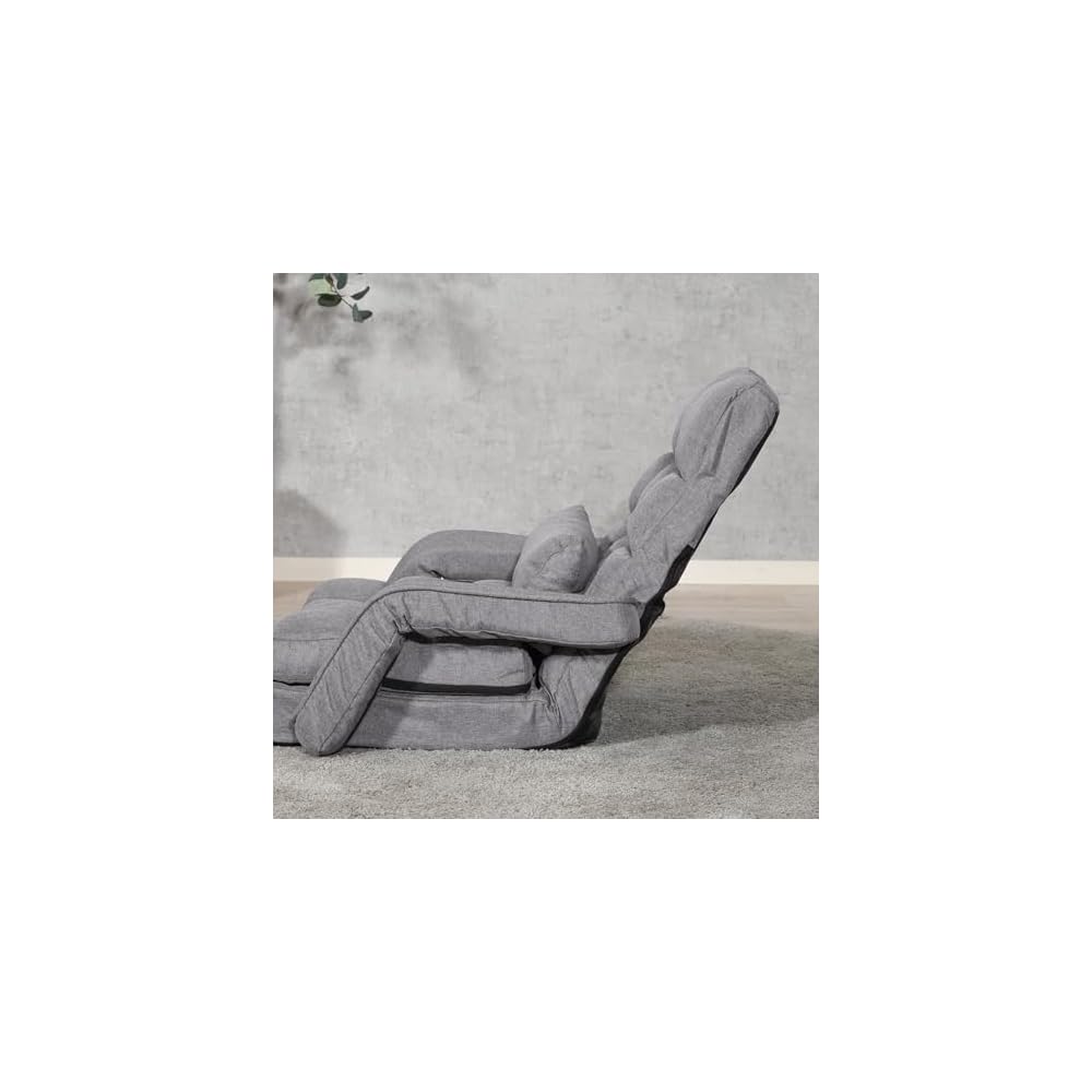 Fuji Boeki 60283 Chair Single Seater Sofa, 42 Tiers Gear, Reclining Function, 4-Way Seat Cushion, Cot, Ottoman, Width 26.4 x Depth 22.8 x Height 27.6 x Height 27.6 inches (67 x 58 x 70 cm), Gray