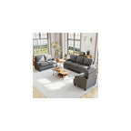 Couch And Loveseat Sets:3 Seater Couch,2 Seater Couch & Accent Chair,Modern Style 6 Seater Sectional Sofa.Adopts skin-friendly fabric for Living Room,Office,or Apartment.(Curved Handrail+Gray)