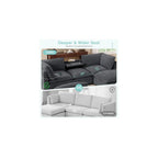 98" Modular Sectional Sofa with Movable Storage Ottoman, U-Shaped Cloud Couch with Fold-Down Backrest Table, Charing Ports, Cup Holders, Chenille Deep Seat Sectional Couches for Living Room, Gray
