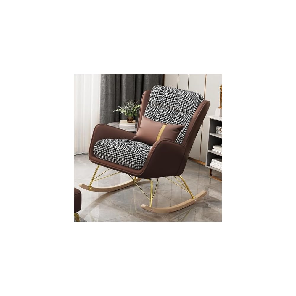 Modern Upholstered Rocking Chair with High Backrest & Armrests - Stylish Glider Chair for Living Room & Bedroom, Comfortable Green Rocking Armchair