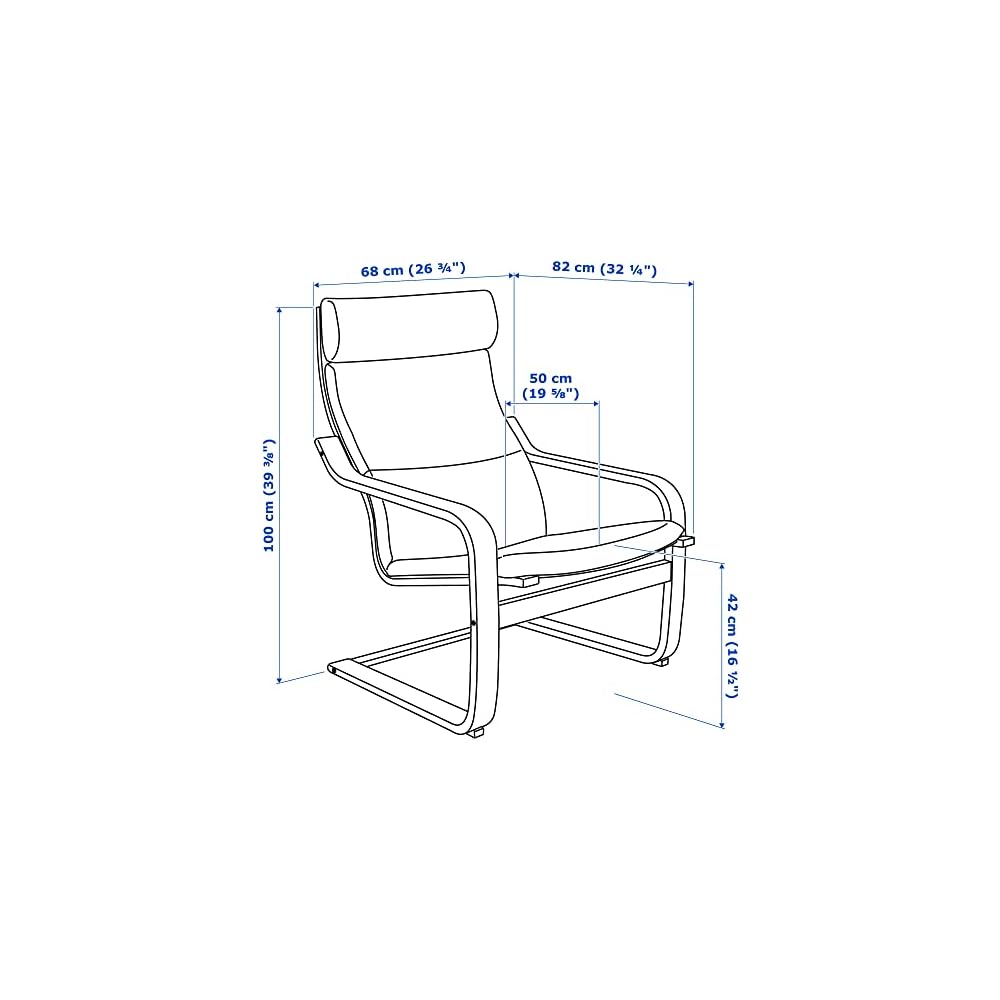 POÄNG Armchair and footstool, birch veneer/Hillared dark blue