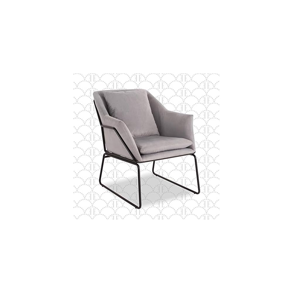 Odile Accent Chair, Plush Back Cushion, Black Metal Frame, Modern Living Room Upholstery Furniture