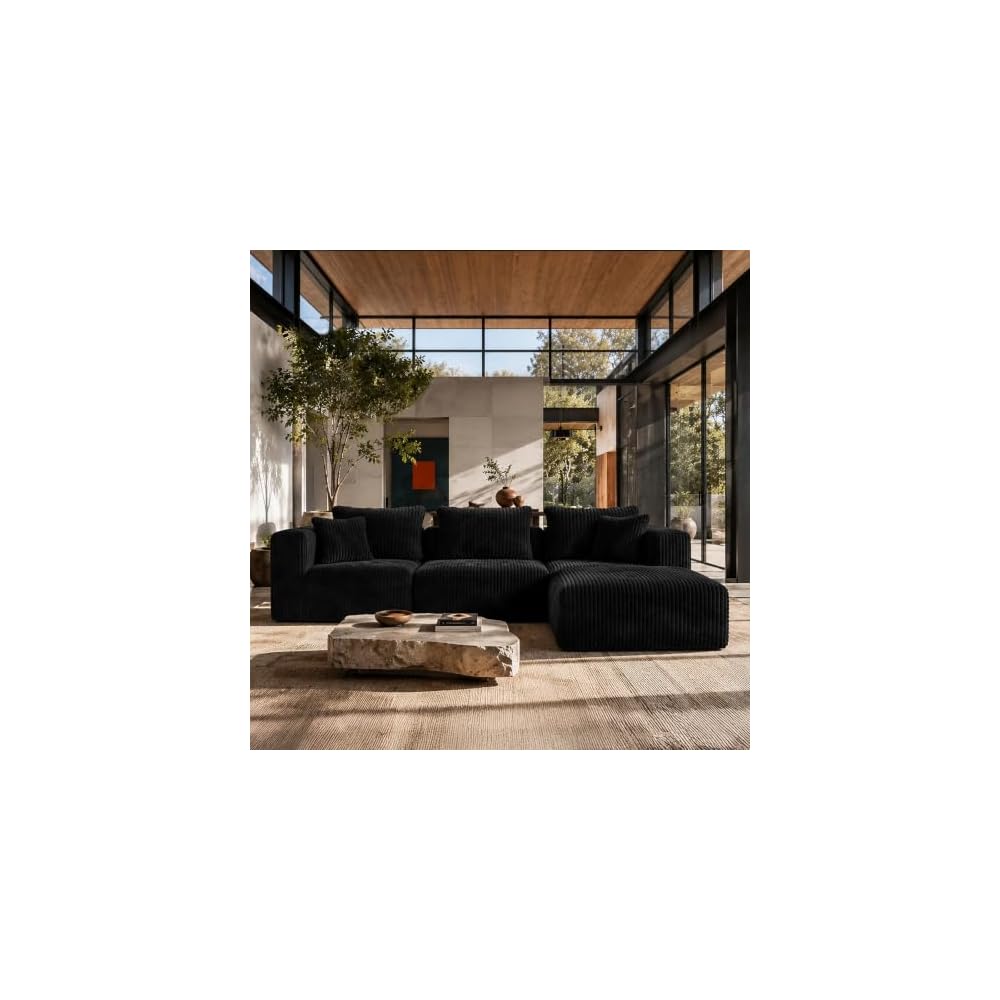 Modular Boneless Couch 106 in, Sectional Sofa with Chaise Deep Seat