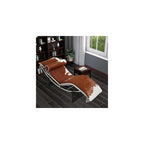 Le Corbusier Style LC4 Chaise Lounge Chair Reproduction - Brown & White Pony Leather