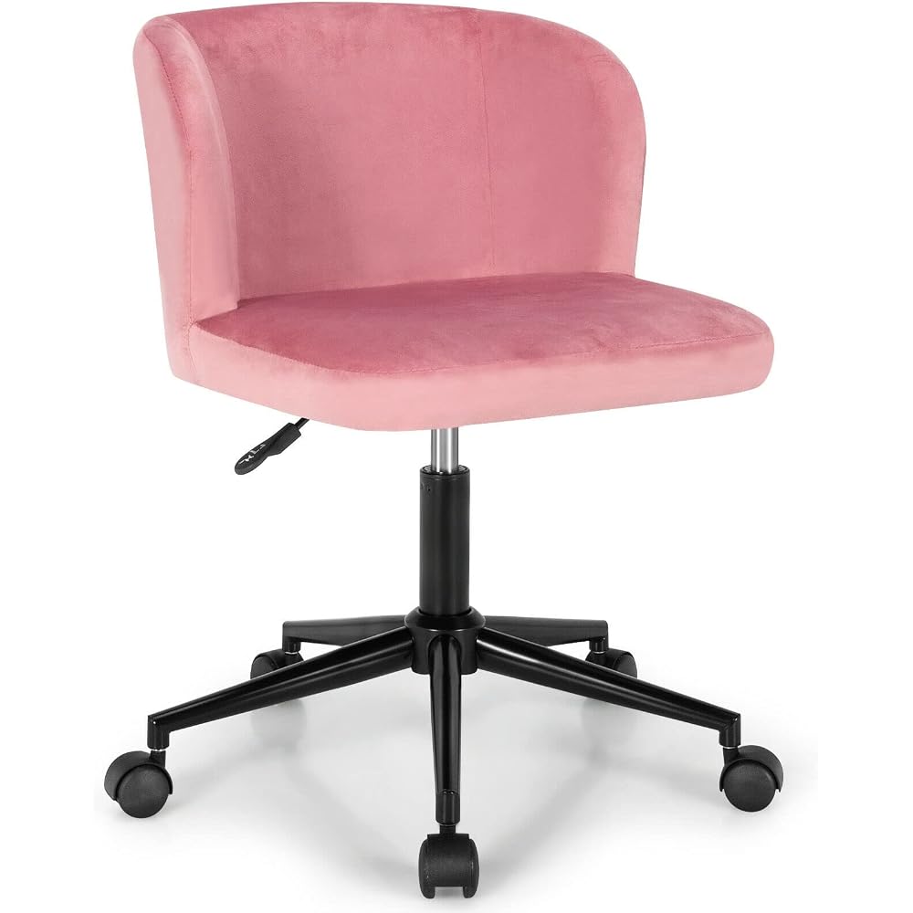 Velvet Home Office Leisure Vanity Chair Armless Adjustable Swivel