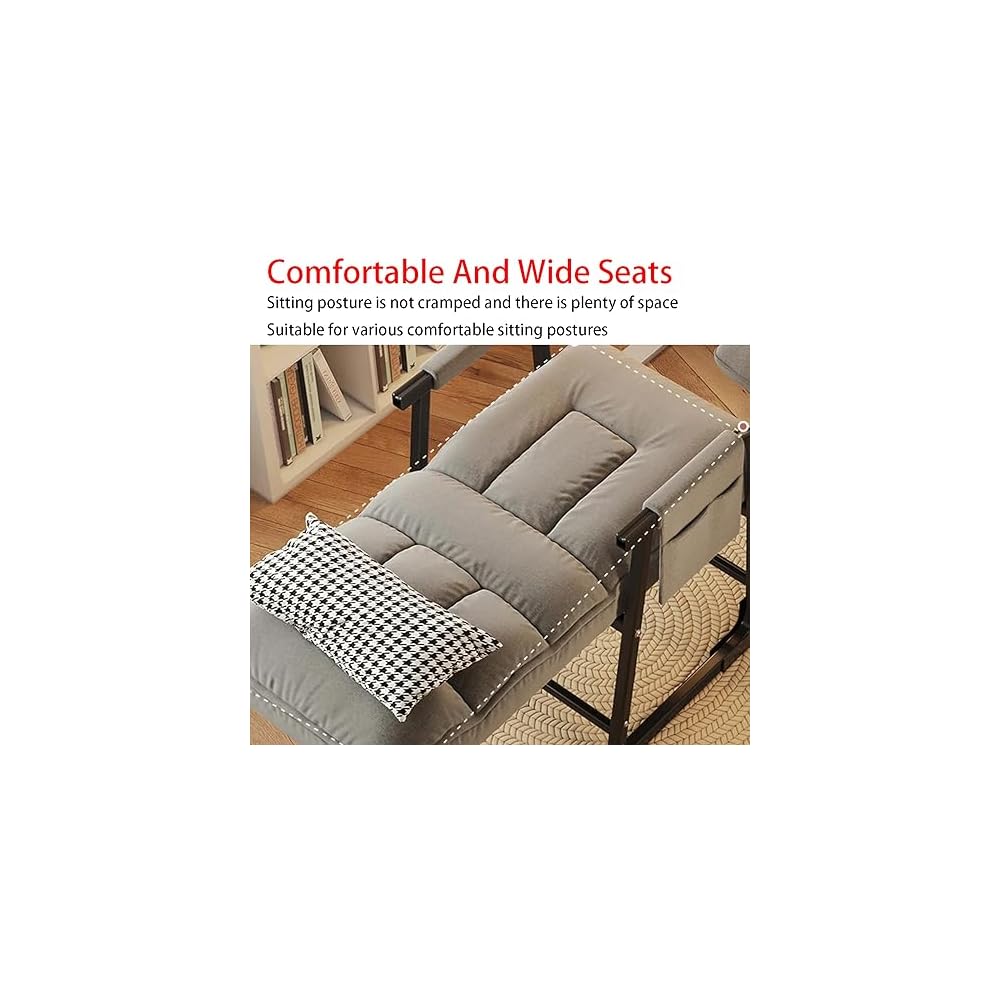 Modern Reclining Armchair with Footrest and Pouf Stylish Space Saving Chair for Bedroom Living Room Dorm Patio – Comfortable & Versatile Seating Solution