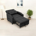 4 in 1 Convertible Sleeper Chair Bed with Vibration Massage Lumbar Pillow, Single Sofa Recliner Featuring USB/Type-C Port, Cup Holders & Side Pocket, Space-Saving Pull Out Bed for Small Spaces, Black