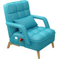 Accent Chair Living Room Chair Recliner Chair Contemporary Lounge Sofa Chair Lazy Chair Extra-Thick Upholstered Seat with Armrests Side Pocket PU Leather (Blue)