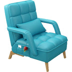 Accent Chair Living Room Chair Recliner Chair Contemporary Lounge Sofa Chair Lazy Chair Extra-Thick Upholstered Seat with Armrests Side Pocket PU Leather (Blue)