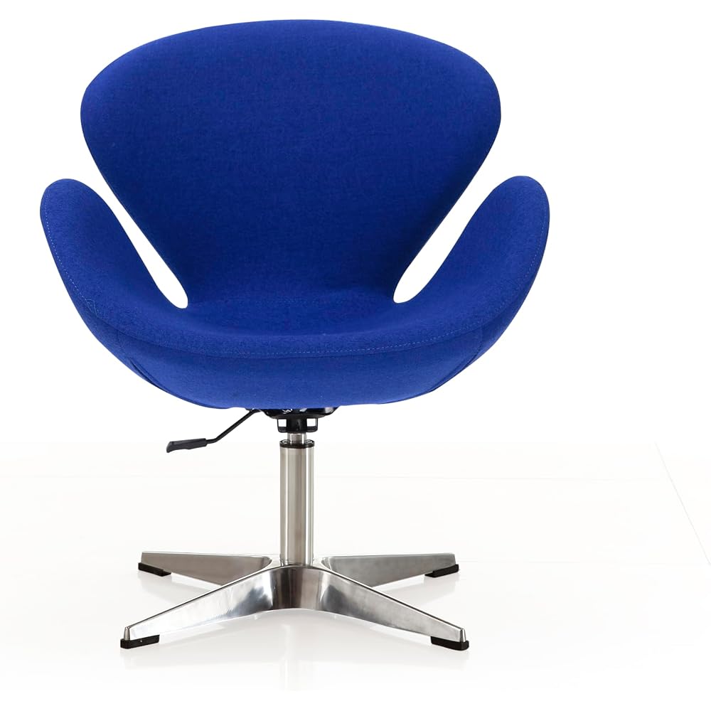 Raspberry Adjustable Swivel Accent Chair with 360° Turn, Polished Chrome Base, Modern Retro Design, Versatile Seat Ideal for Any Room, Set of 1, Blue