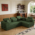 106" L-Shaped Boneless Cloud Sofa with Headrest Pillows and Toss Pillows, Modern Free Combination Modular Foam Sofa Foldable Floor Cloud Couches,No Assembly Required