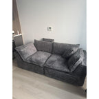 130 Inch Boneless Cloud Couch with 2 Ottomans, Compressed 4 Seat Modular Sectional Sofa, Fully Foam Couch for Large Living Room, Waffle Knit Fabric, No Hard Frame Sofa with 6 Pillows, White