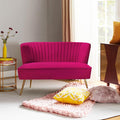 Contemporary Velvet Loveseat Sofa, Upholstered Loveseat Couch with Golden Metal Legs, Small Tufted 2-Seat Sofa Armless Love Seat for Living Room, Bedroom, Apartment Small Spaces, Fuchsia