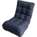 Single sofa reclining chair Japanese chair lazy sofa tatami balcony reclining chair leisure sofa adjustable Floor Couch Sofa 4-segment Adjustable Back for living room, bedroom, dormitory (Navy)