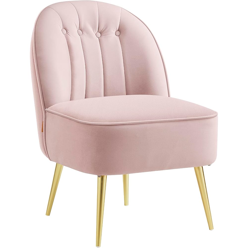 Accent Chair, Velvet Vanity Chair, Metal Legs, Shell-Shaped Back