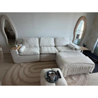 112" Cloud Couch with Padded Armrests & Moveable Ottoman Dark Grey