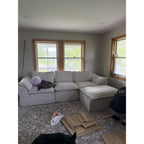 112" Cloud Couch with Padded Armrests & Moveable Ottoman Dark Grey