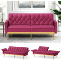 Velvet Sofa Bed w/Adjustable Armrests & Backrests, Fuchsia
